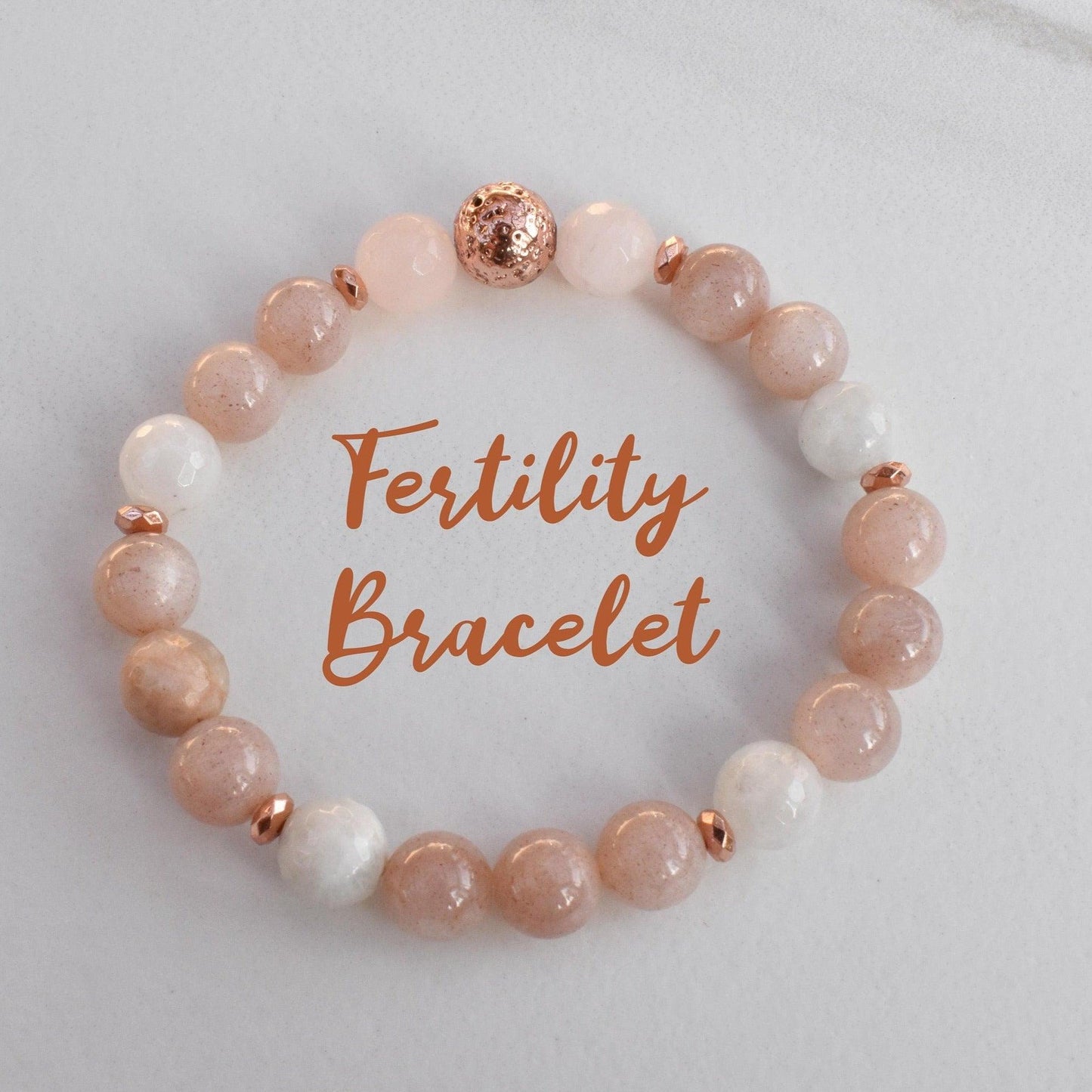 Peach & Rainbow Moonstone Fertility Affirmation Healing Gemstone Bracelet With Reiki Energy - 3Rosebudsco.com