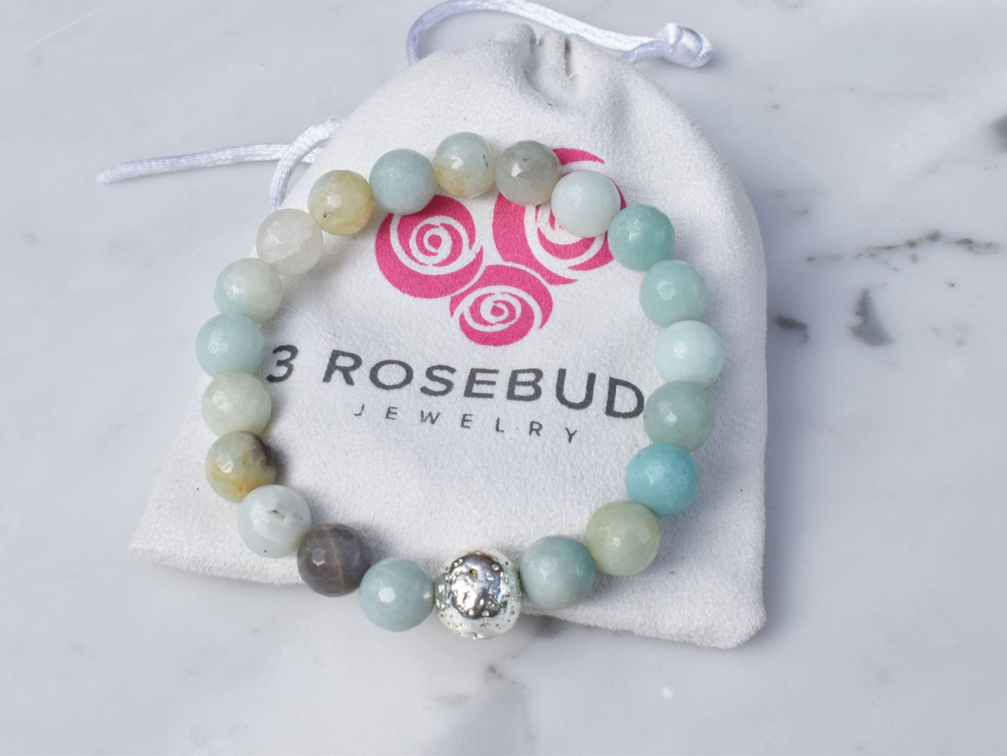 Positive Work Bracelet- Amazonite Healing Stone Bracelet- Empowerment Bracelet - Manifestation Stones - Gossip Pretection Bracelet - 3Rosebudsco.com