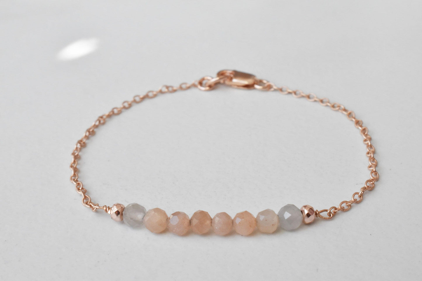 Dainty Peach Moonstone Fertility Bracelet - 3Rosebudsco.com