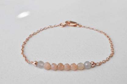 Dainty Peach Moonstone Fertility Bracelet - 3Rosebudsco.com