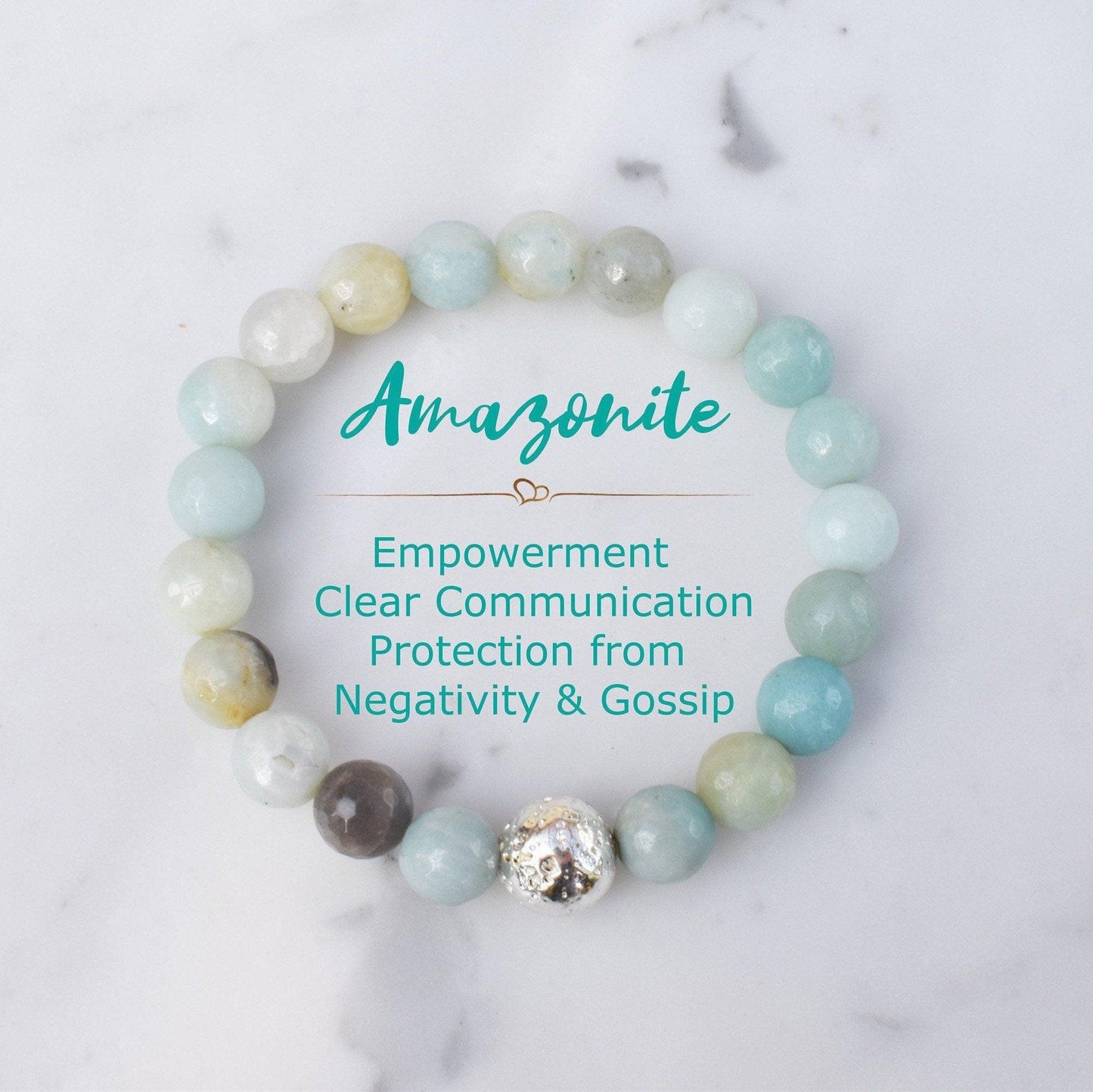 Positive Work Bracelet- Amazonite Healing Stone Bracelet- Empowerment Bracelet - Manifestation Stones - Gossip Pretection Bracelet - 3Rosebudsco.com