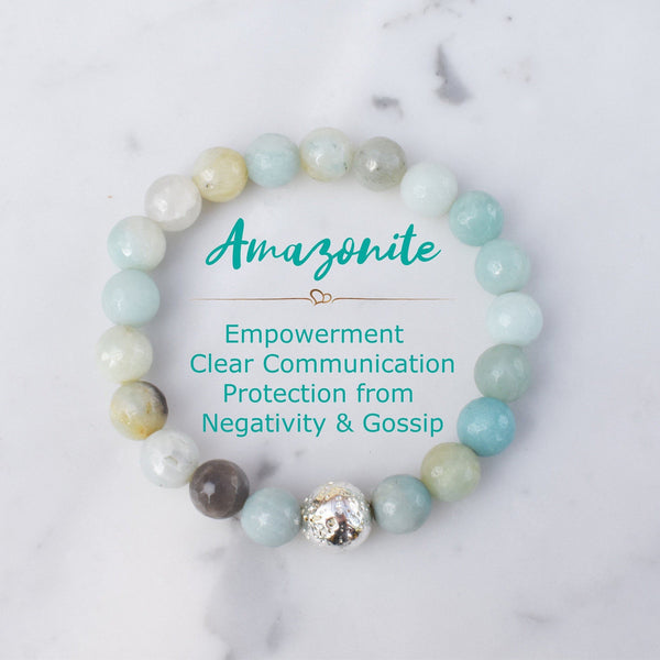 Positive Work Bracelet-  Amazonite Healing Stone Bracelet- Empowerment Bracelet - Manifestation Stones - Gossip Pretection Bracelet - 3Rosebudsco.com