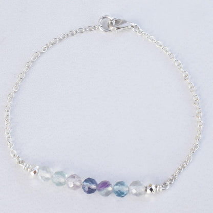 Dainty Rainbow Fluorite Healing Gemstone Bracelet With Reiki Infusion - 3Rosebudsco.com