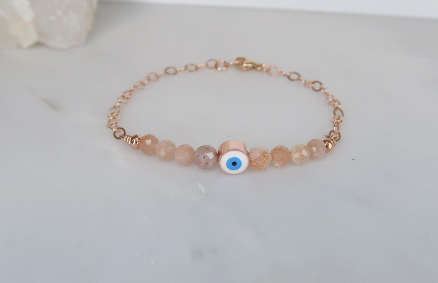 Dainty Peach Moonstone Fertility Bracelet - 3Rosebudsco.com