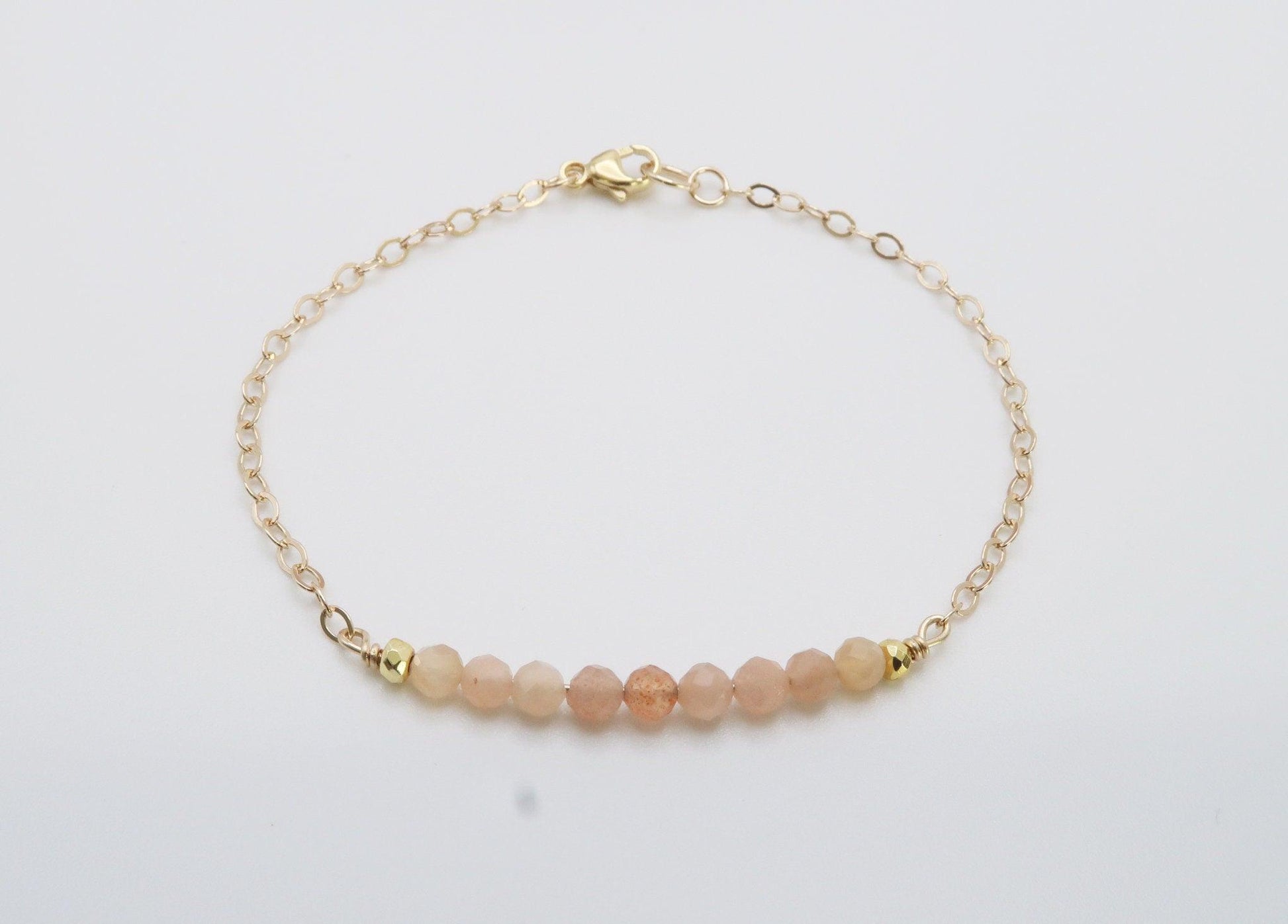 Dainty Peach Moonstone Fertility Bracelet - 3Rosebudsco.com