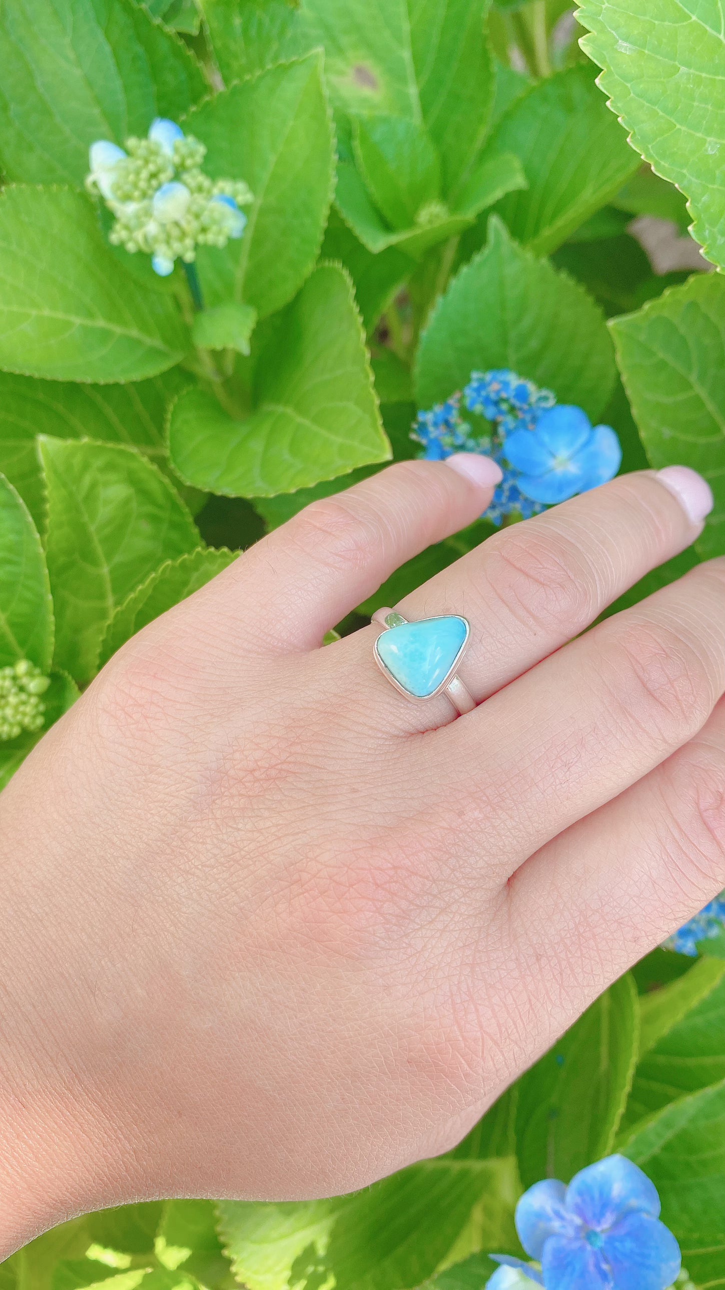 Dominican Republic Larimar Rings for a Calming Energy and Throat Chakra healing 